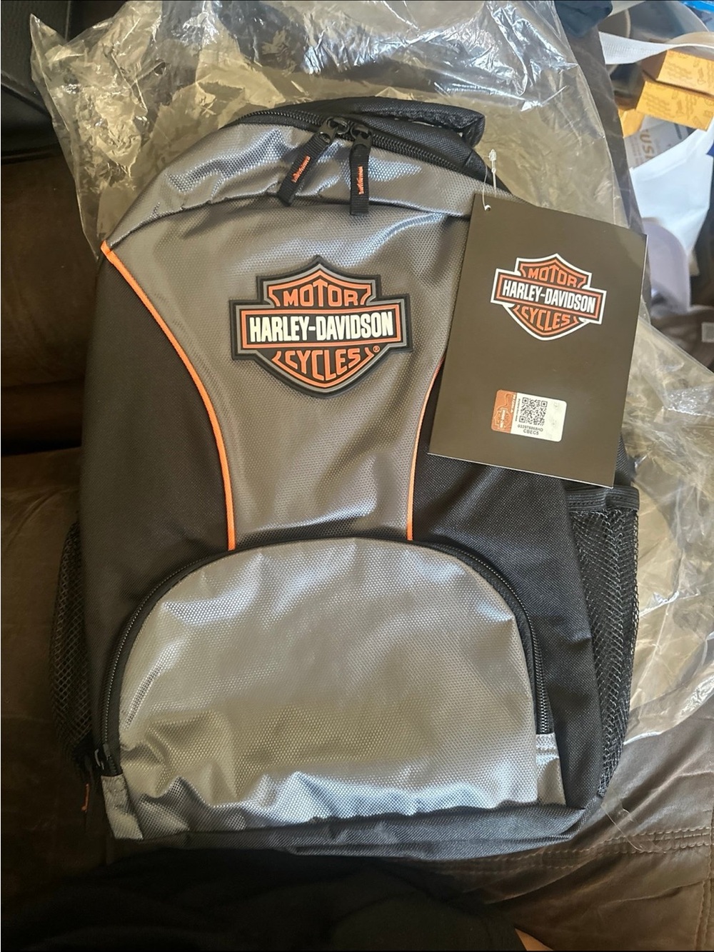 Harley-Davidson Gray, Black & Orange Logo Backpack